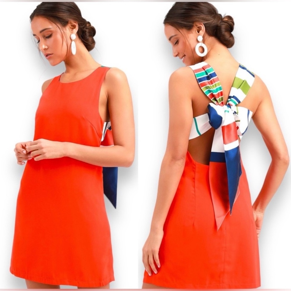 Lulu orange bow dress